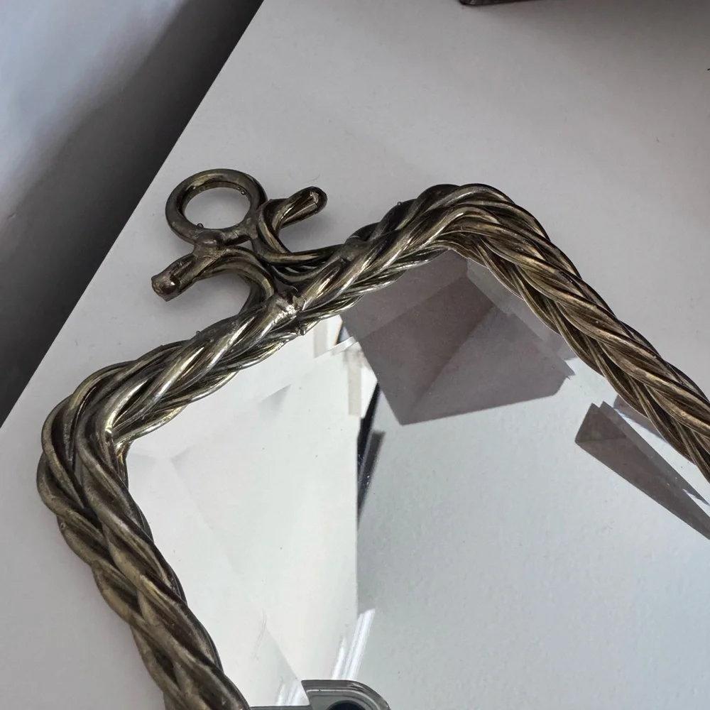 MCM brass mirror candle wall sconce - Picture 3 of 7